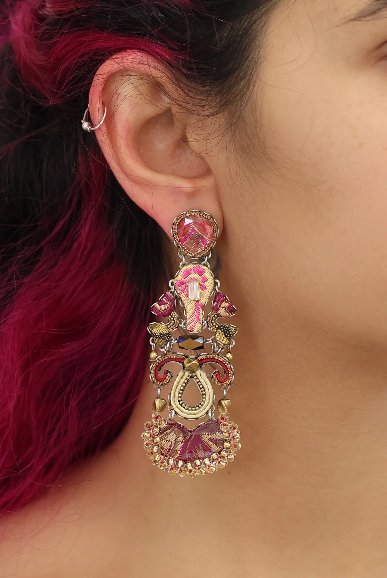 Plum Wine Set, Elegant Beaded Earrings, Roseate - Image 2