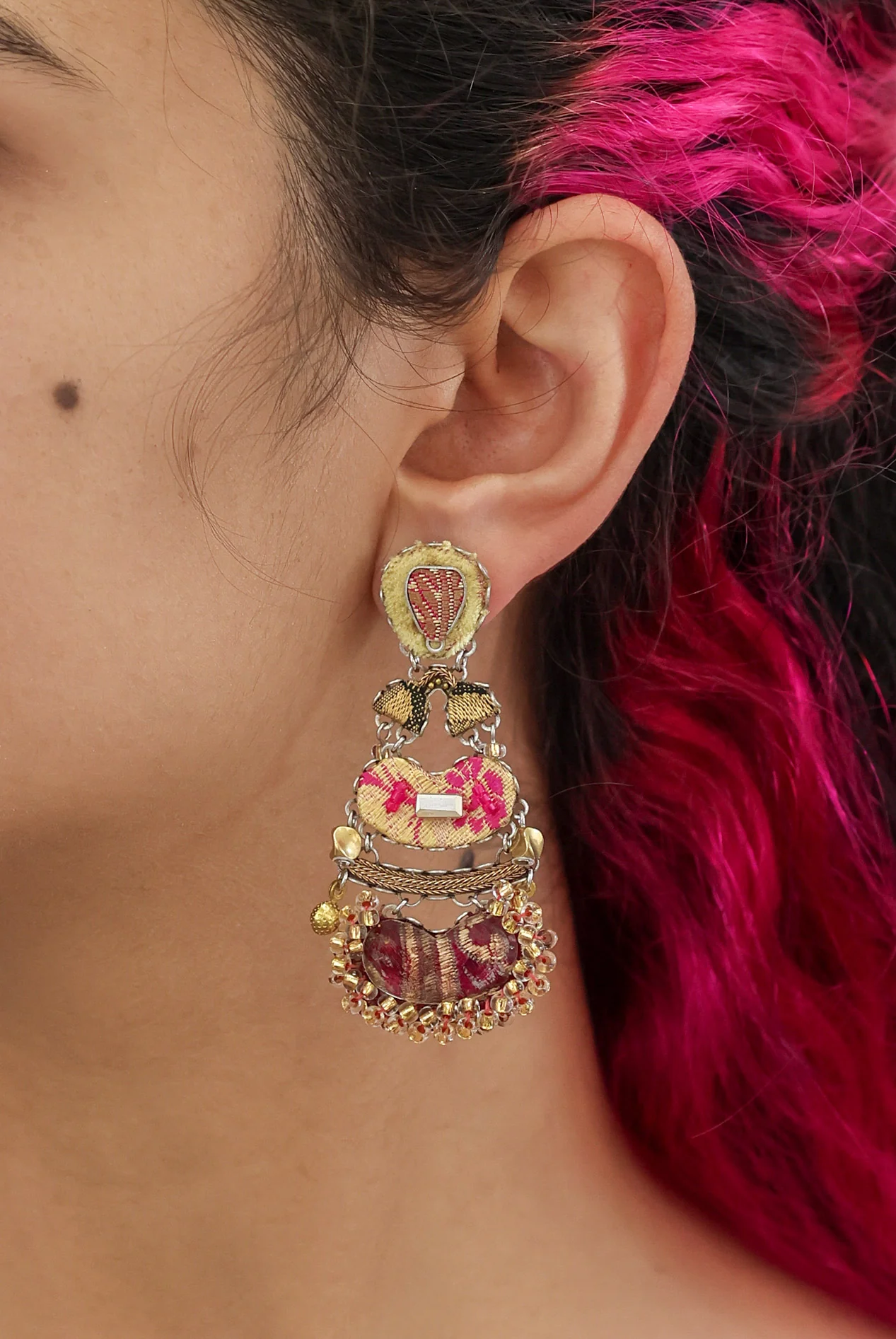 Plum Wine Set, Statement Beaded Earrings, Prunos - Image 2