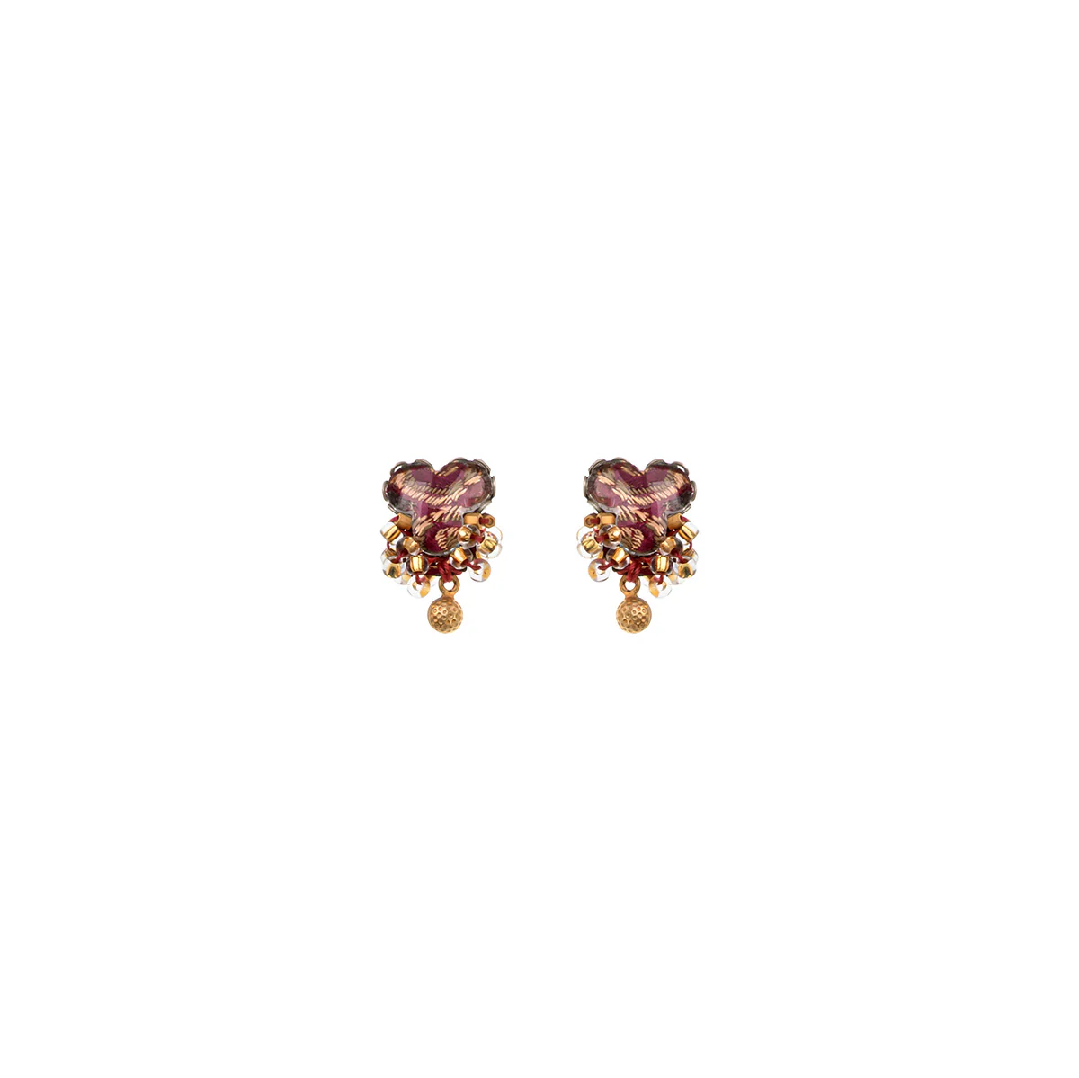 Plum Wine Set, Stud Beaded Earrings, Baika