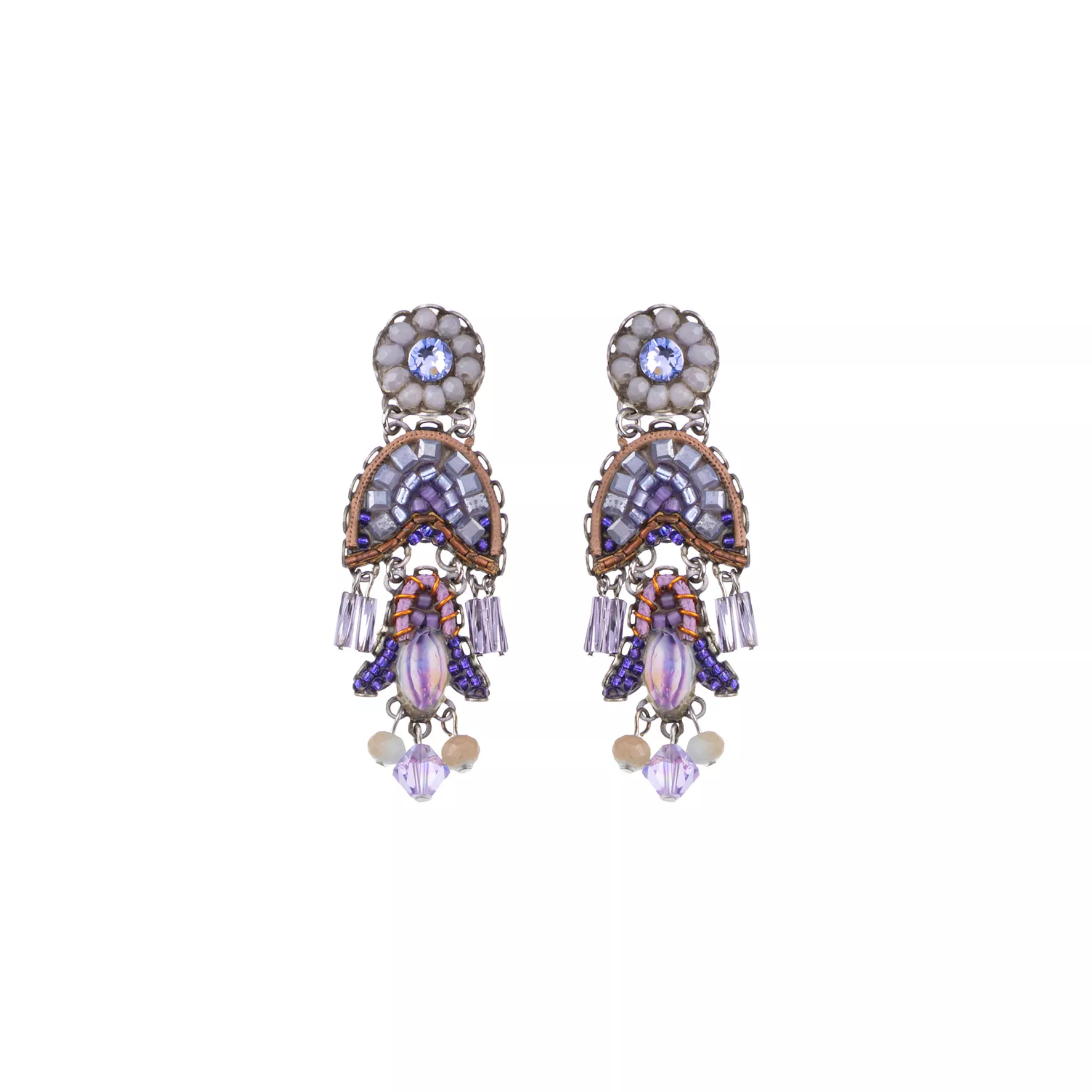 Purple Beaded Earrings Plum Blossom Set, Ming