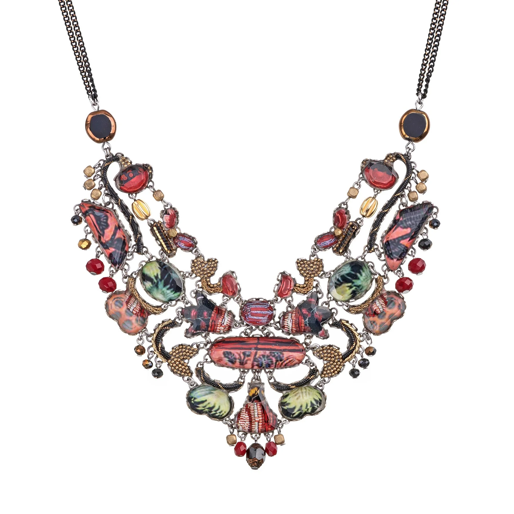 Red Bohemian Necklaces Oriental Hues Set, Aisling