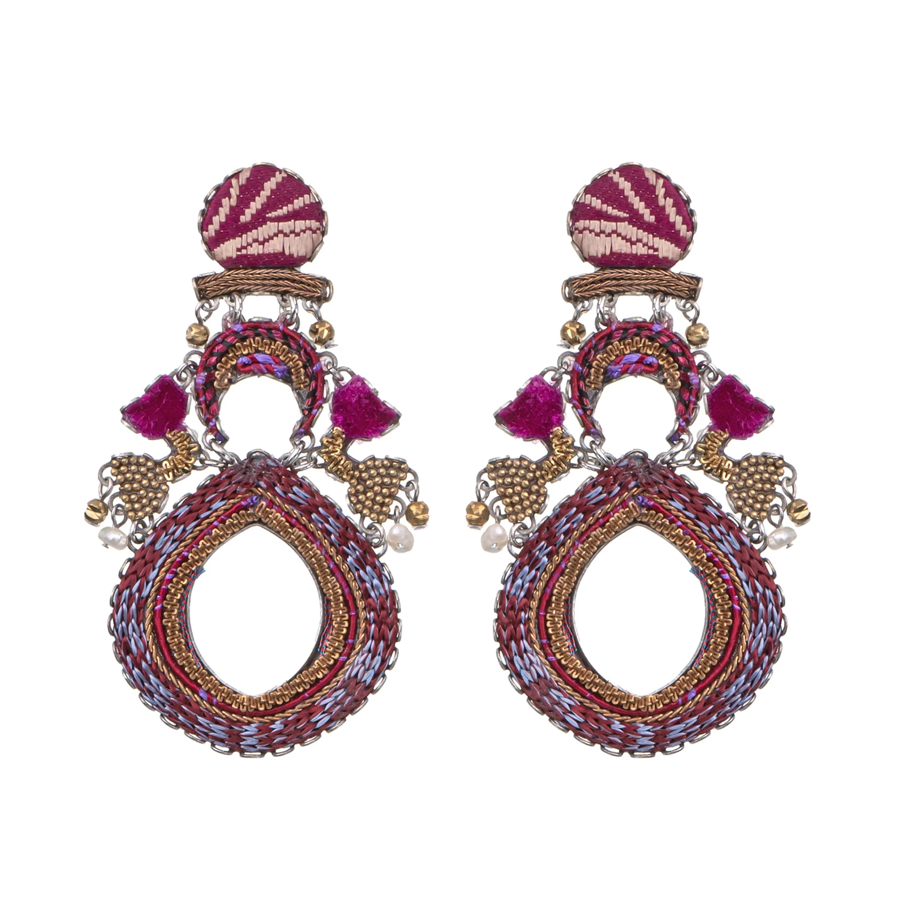 Red Bold Earrings Ancient Royalty Set, Vinaya