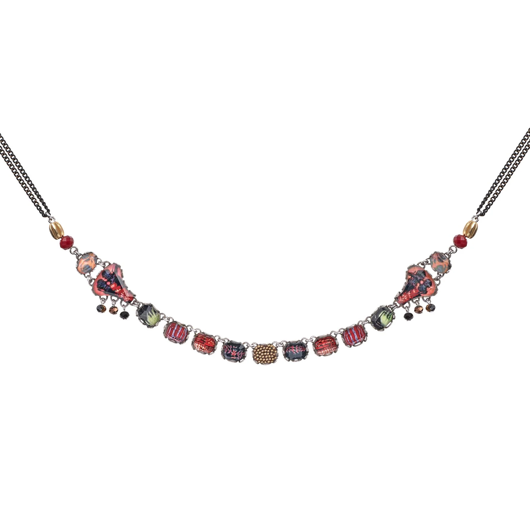 Red Graceful Necklaces Oriental Hues Set, Kerensa
