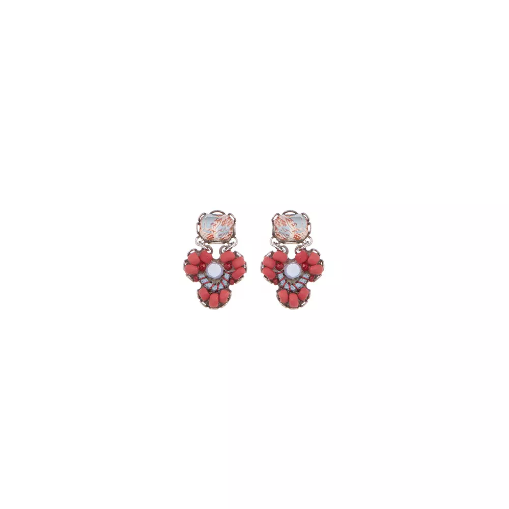 Red Roses, Paeonia Earrings