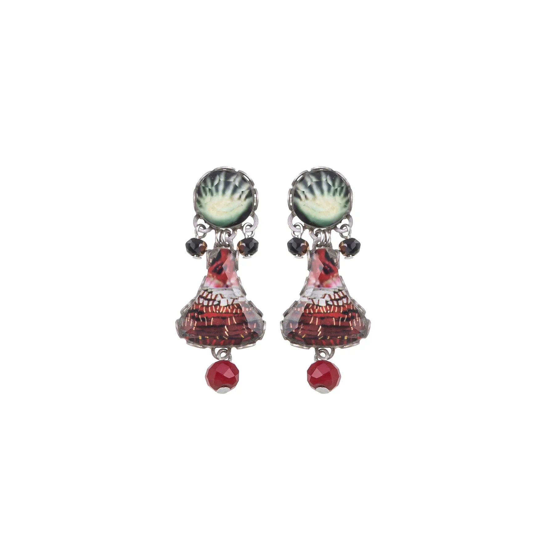 Red Small Earrings Oriental Hues Set, Farraly