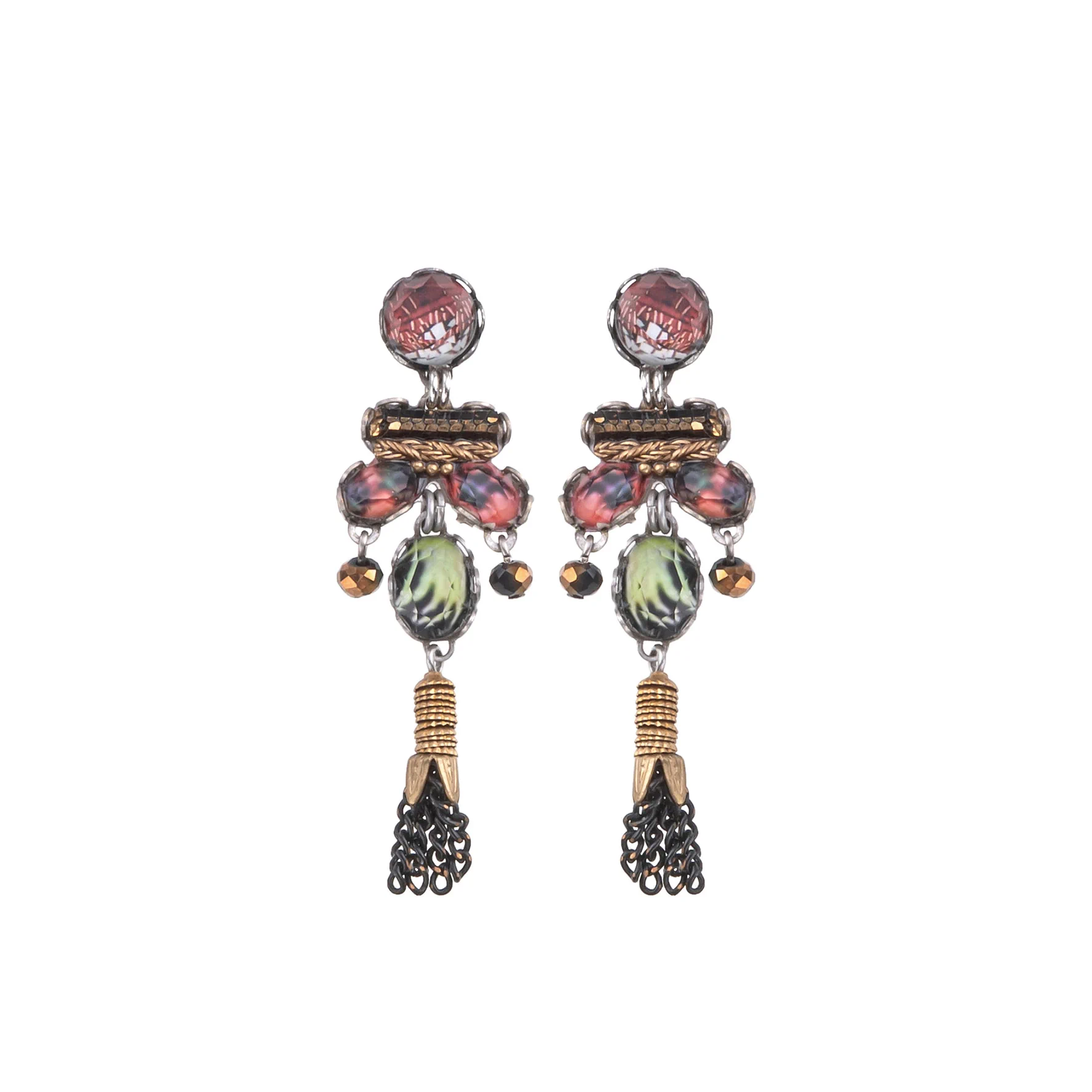 Red Staylish Earrings Oriental Hues Set, Letizia