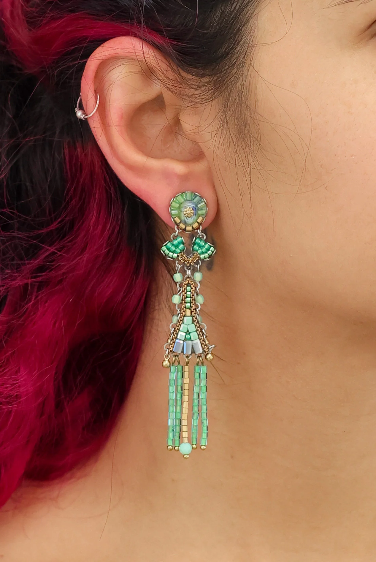 Seagrass Set, Beaded Earrings, Halodule - Image 2