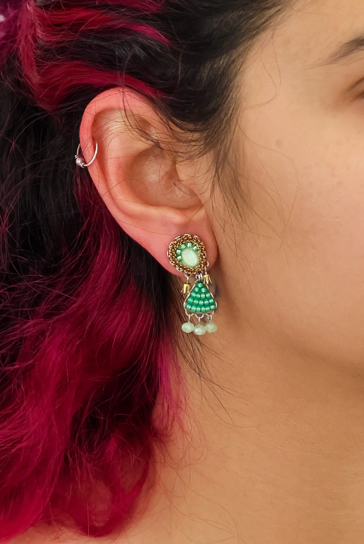 Seagrass Set, Beadwork Earrings, Ruppia - Image 2