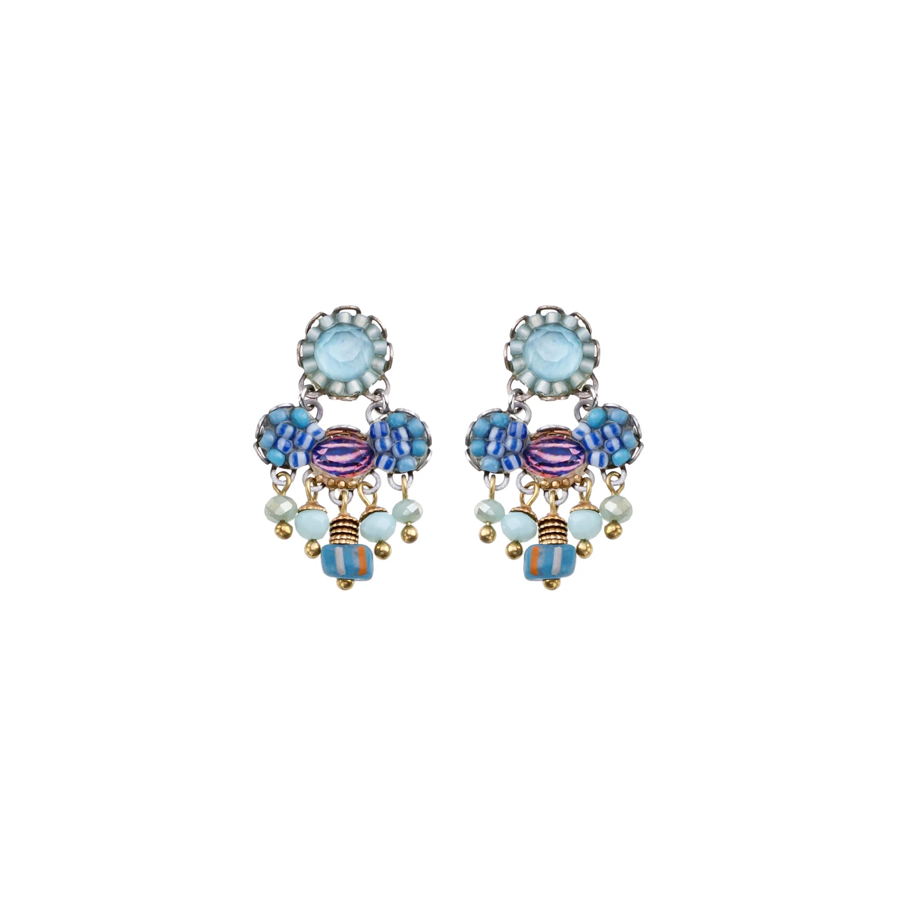 Small  Earrings Blue Bird Set, Swan