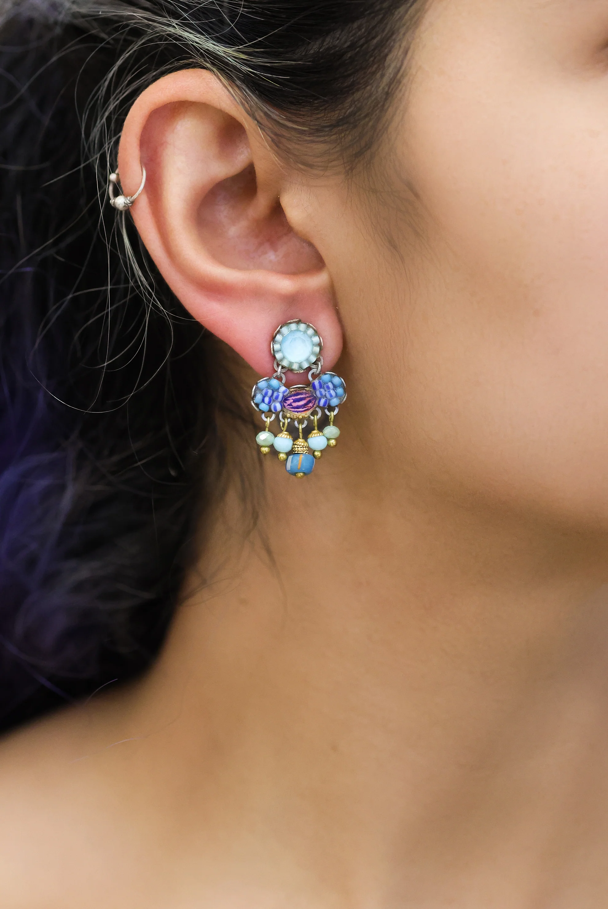 Small  Earrings Blue Bird Set, Swan - Image 2