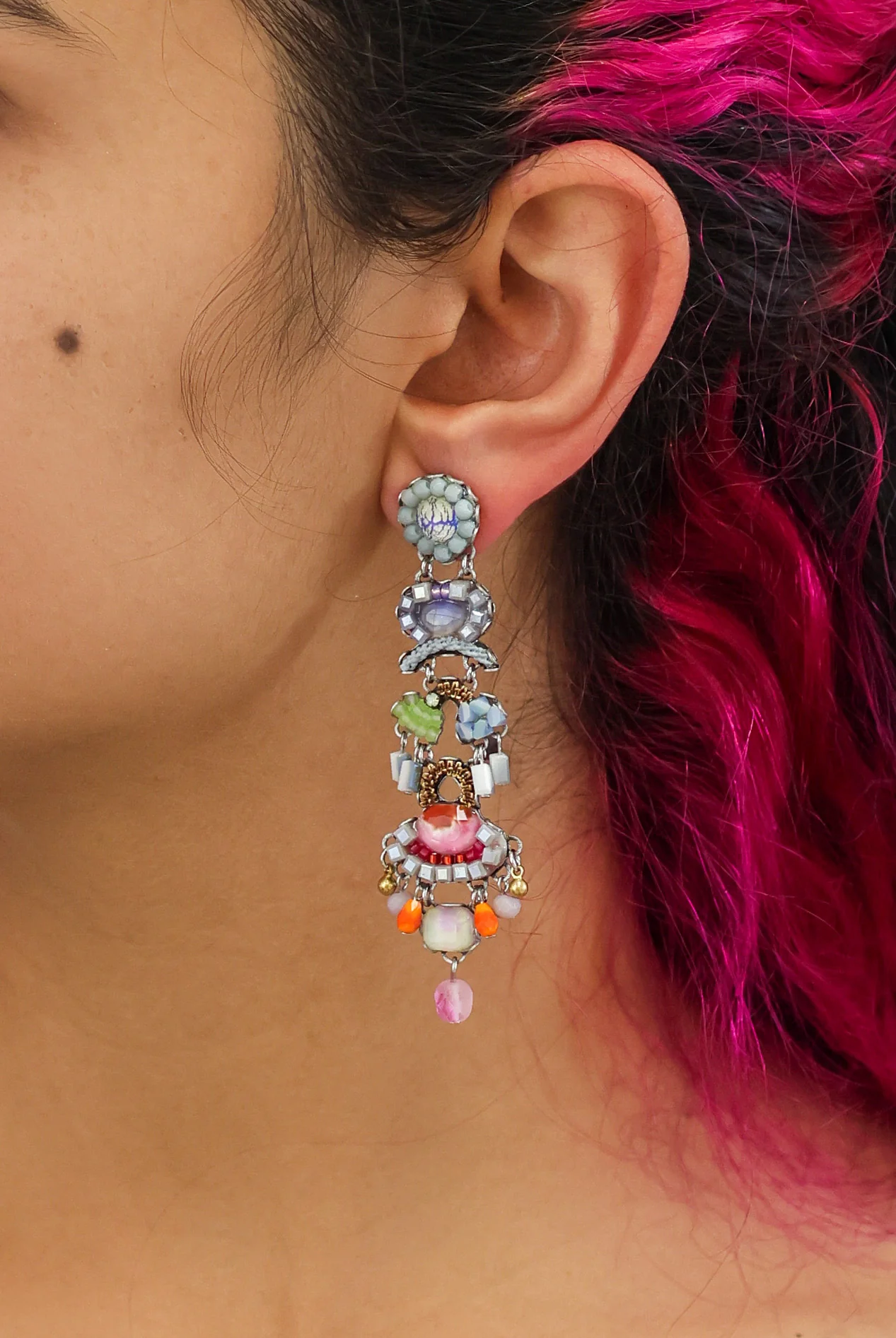 Spring Awakening Set, Long Beaded Earrings, Corola - Image 2