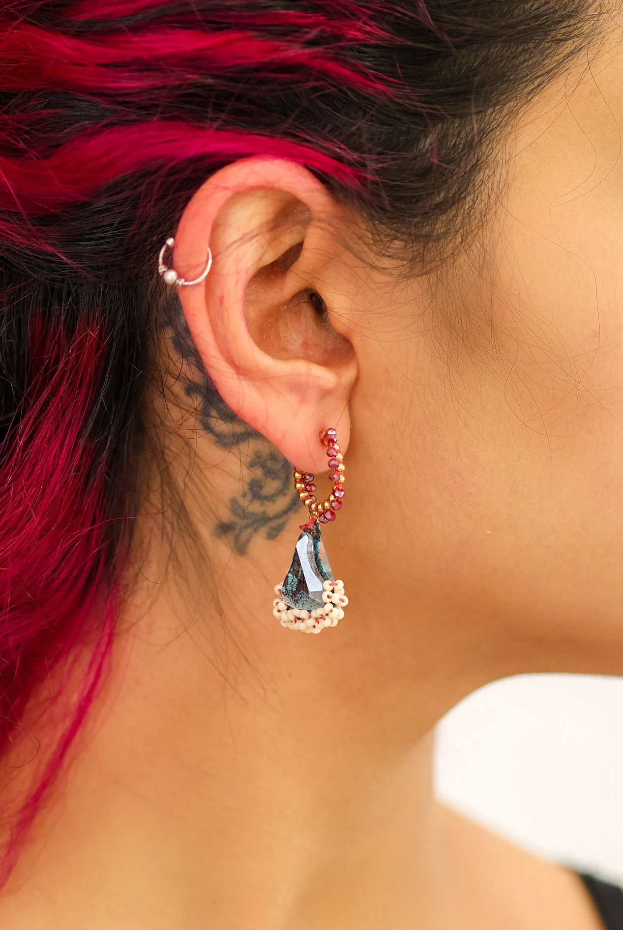 Summer Skies Set, Beaded Drop Earrings, Starlight - Image 2