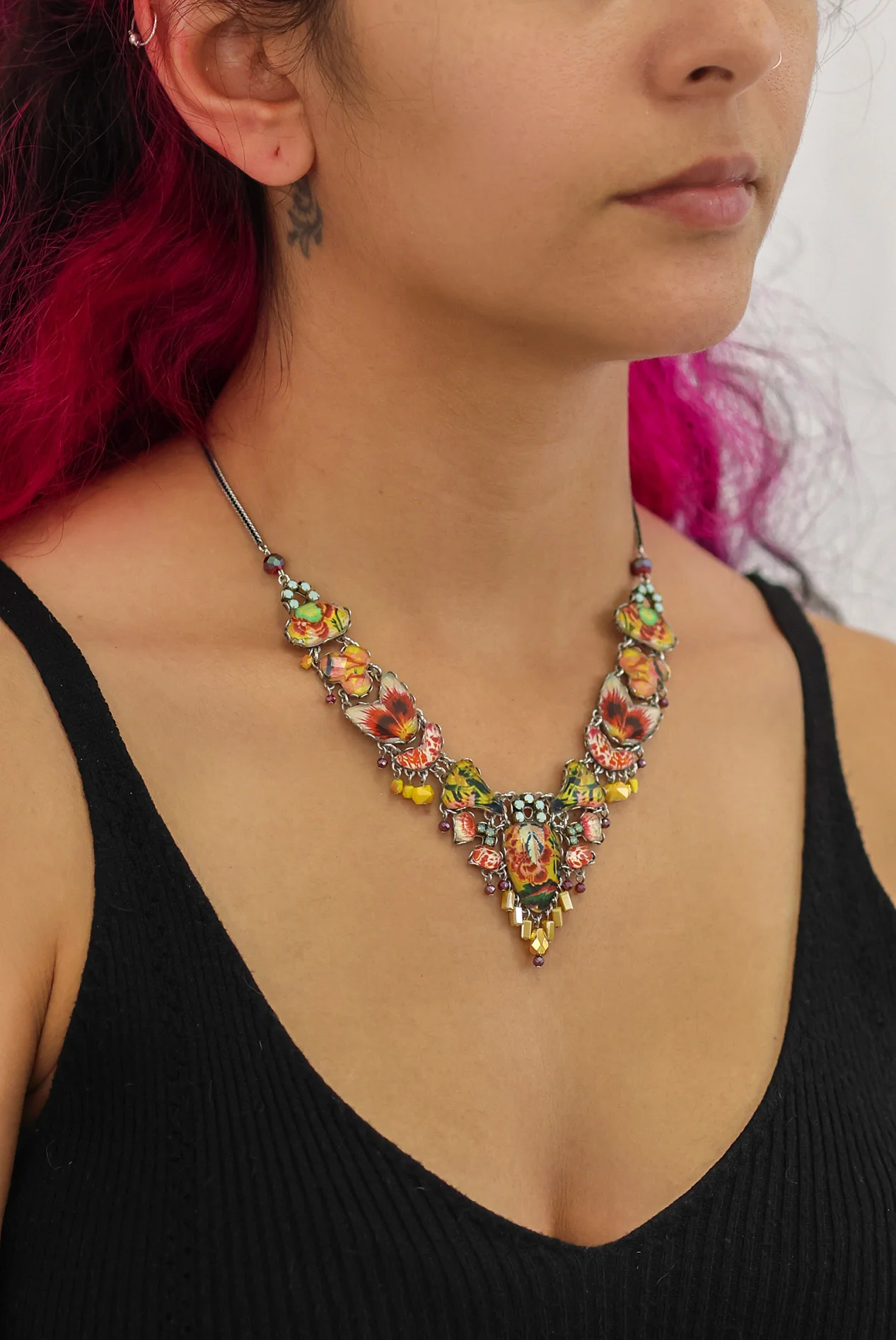 Sunflower Surprise Set, Colorful Glass Necklace, Meadow - Image 2