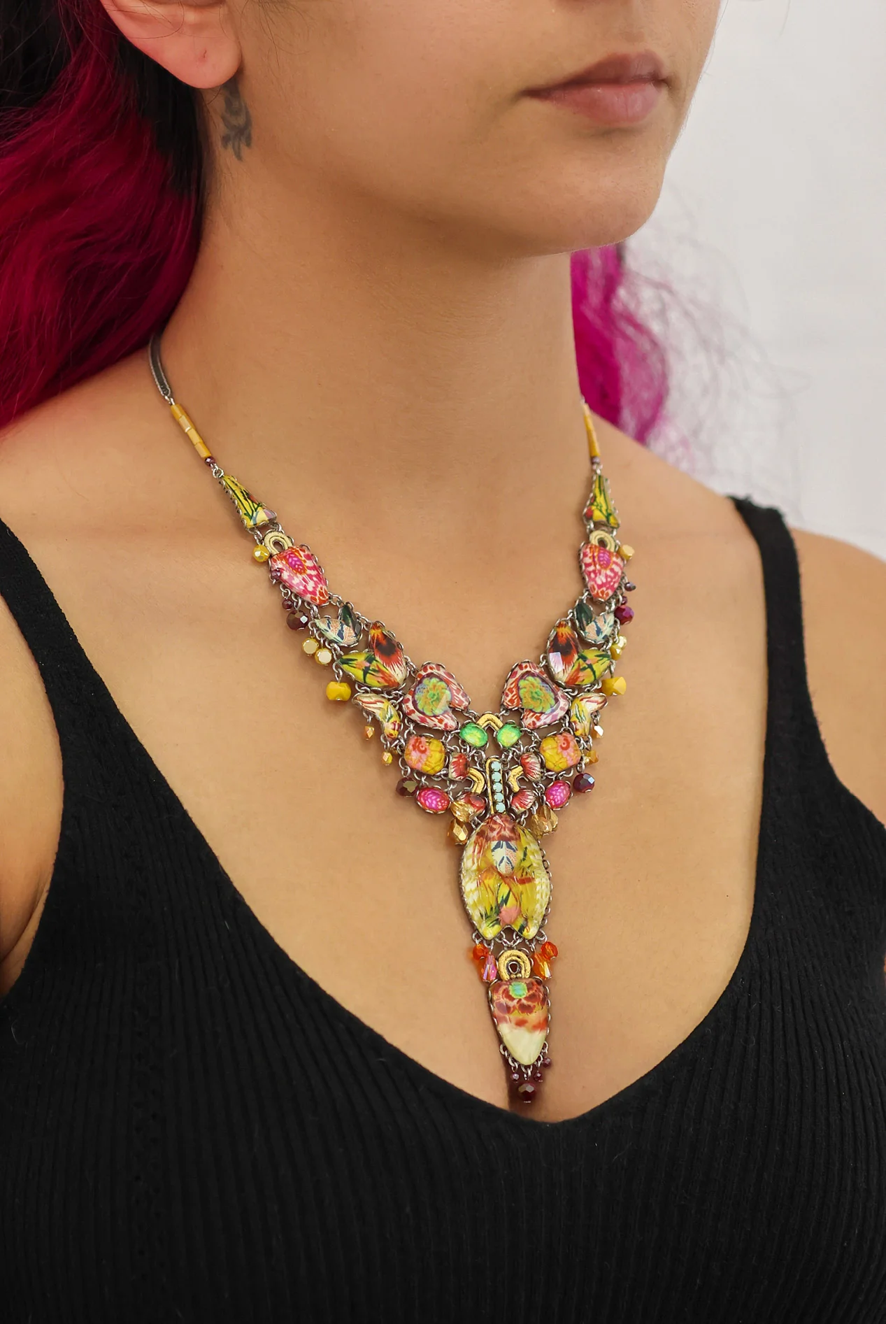 Sunflower Surprise Set, Colorful Glass Necklace, Sunflower - Image 2