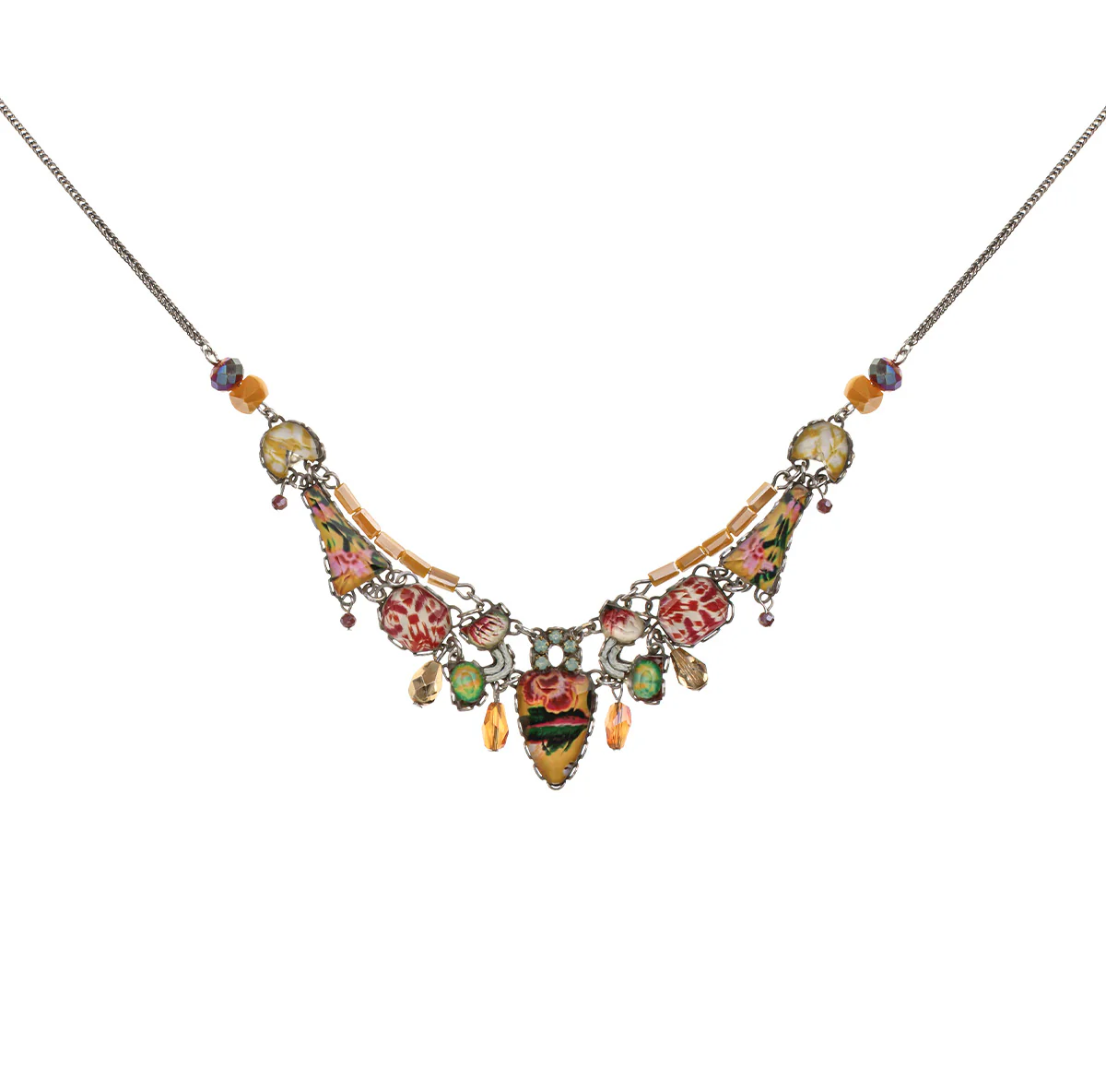 Sunflower Surprise Set, Colorful Glass Small Necklace, Hon