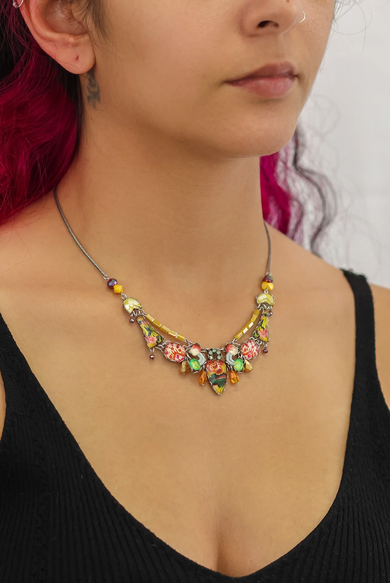 Sunflower Surprise Set, Colorful Glass Small Necklace, Hon - Image 2