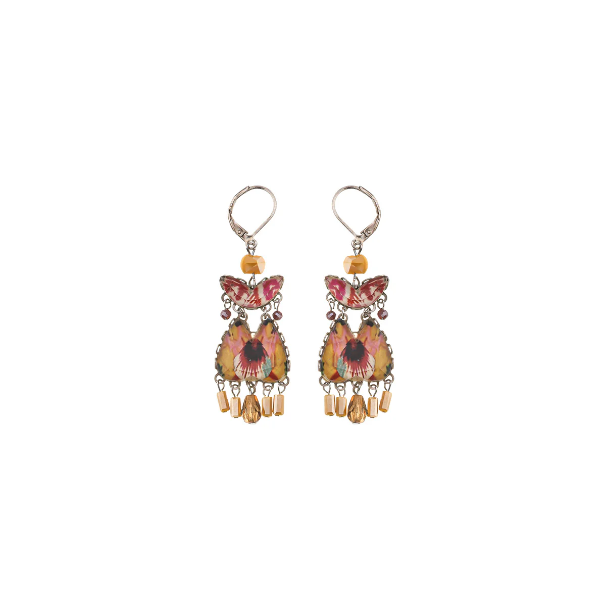 Sunflower Surprise Set, Drop Glass Earrings, Mustard
