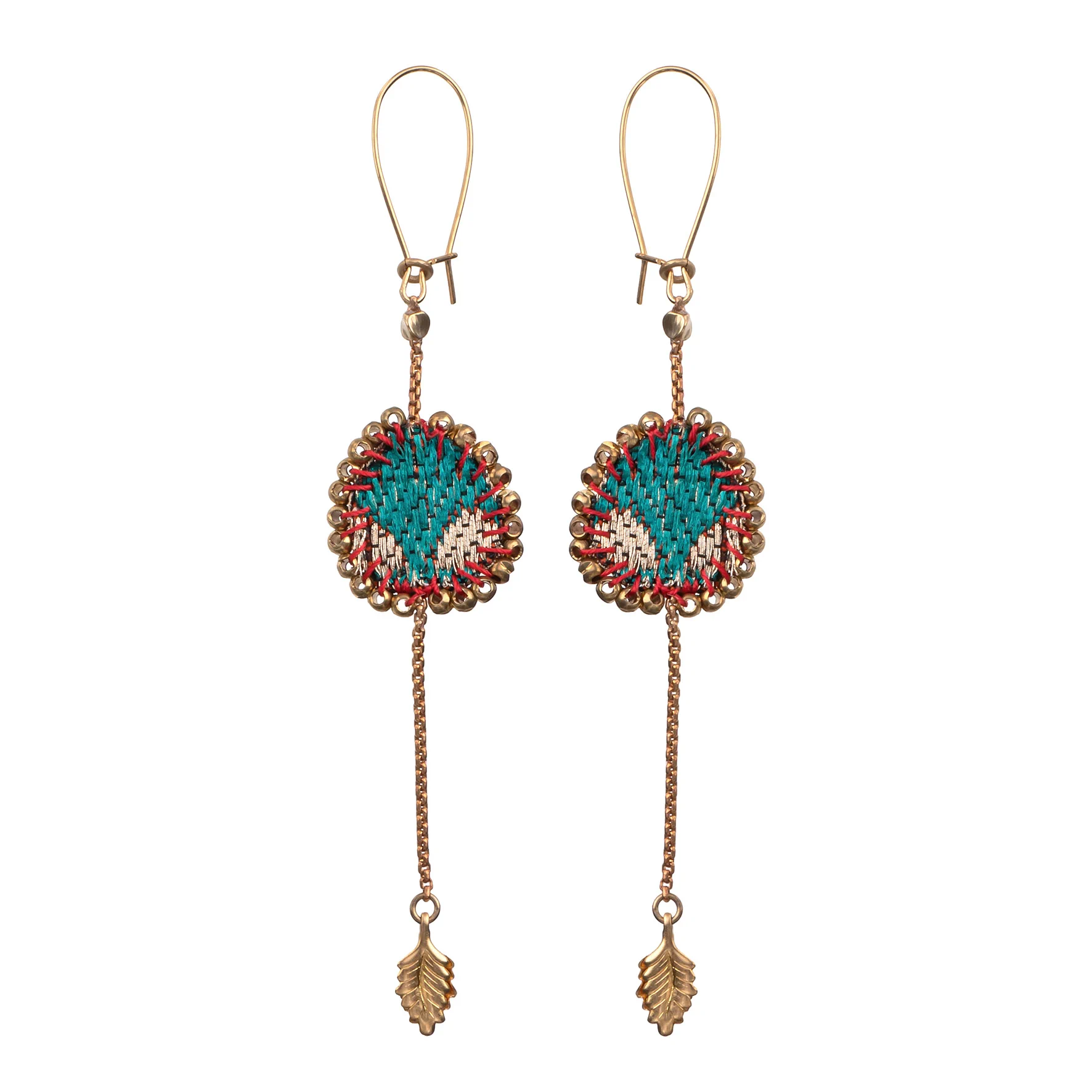 Turquoise Long Earrings Queen of Sheba Set, Saffron