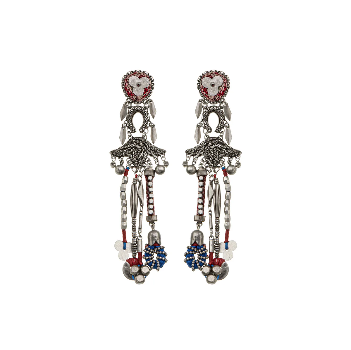 Twinkle Set, Metal Long Earrings, Pewter