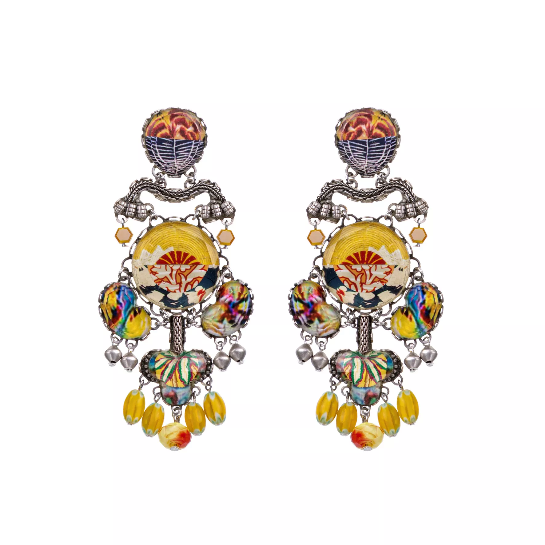 Yellow Festive Earrings Bright Sunset Set, Sol
