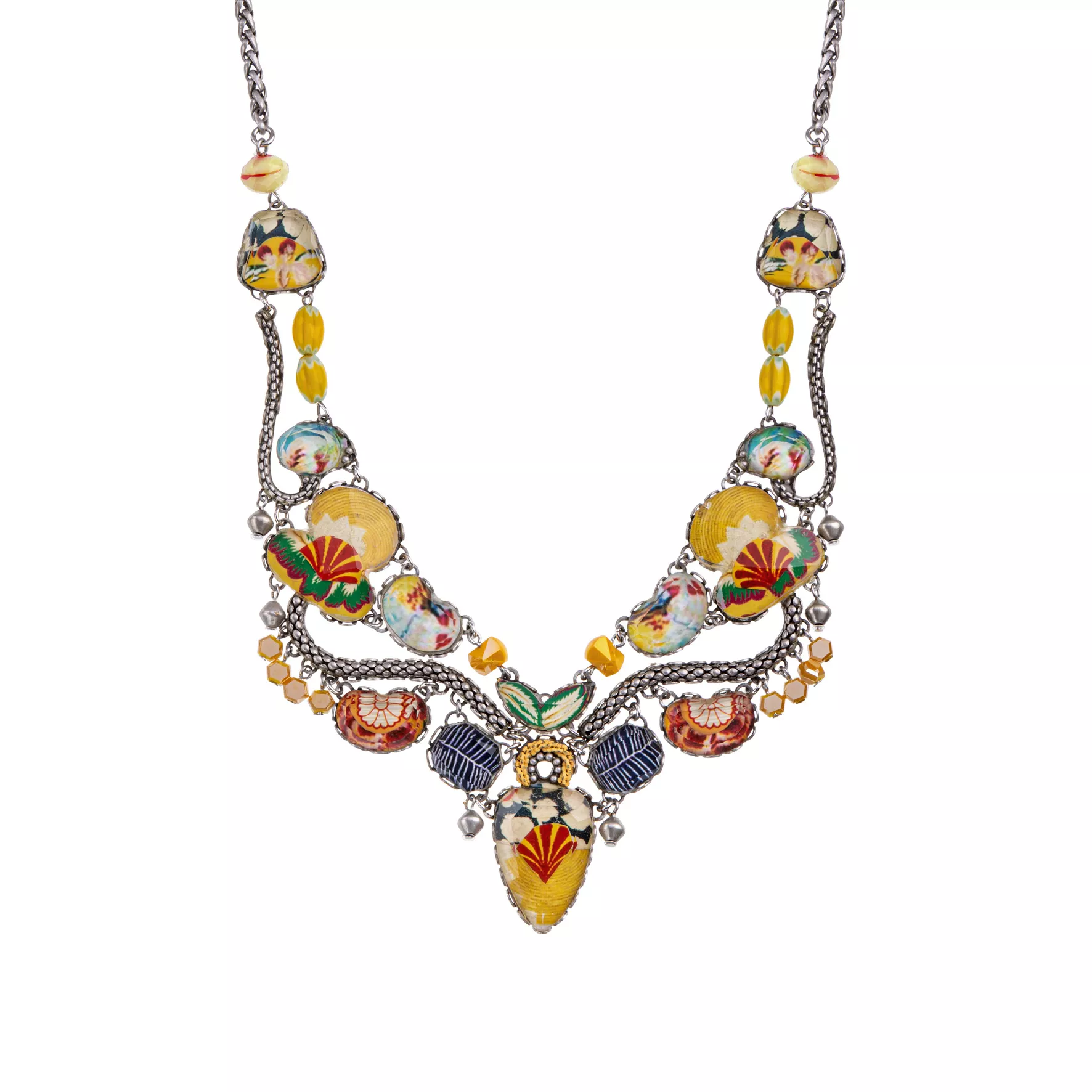 Yellow Flower Necklace Bright Sunset Set, Helios