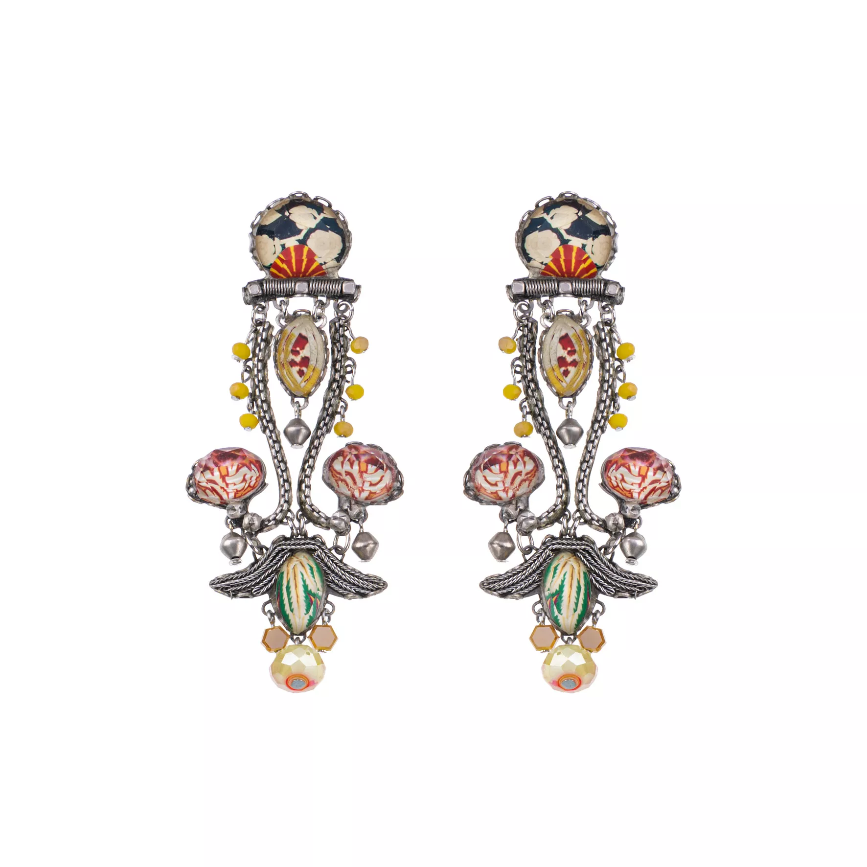 Yellow Long Earrings Bright Sunset Set, Aellus